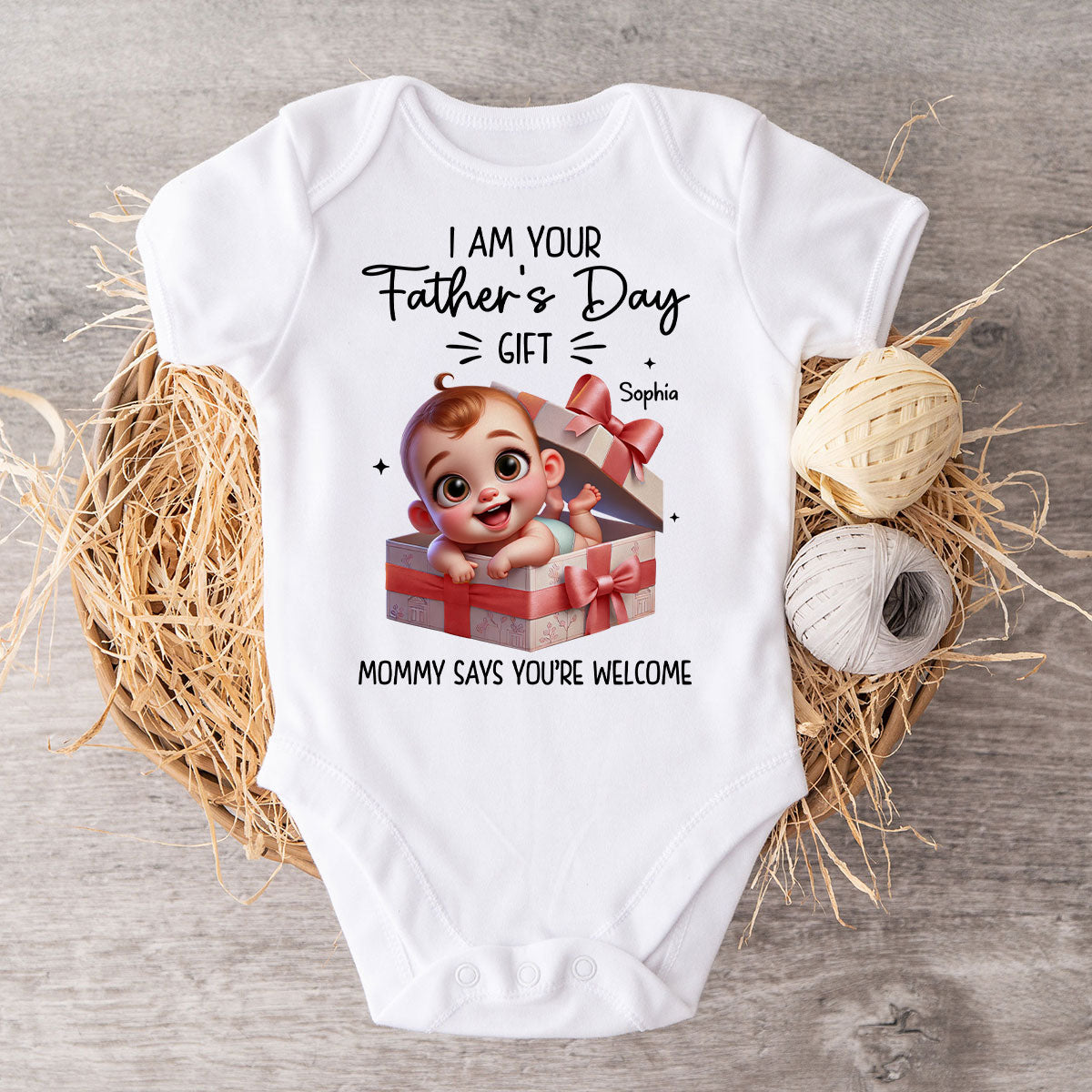 I'm Your Father's Day Gift Cute Baby In Gift Box Personalized Baby Onesie, Baby Shirt