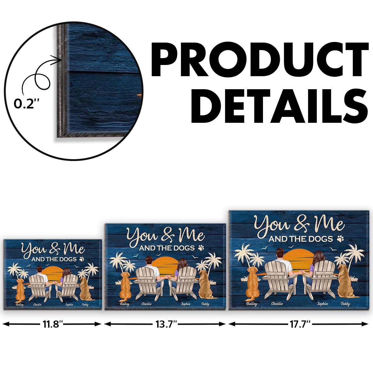 You & Me and The Dogs Couple Sitting Personalized Wood Sign