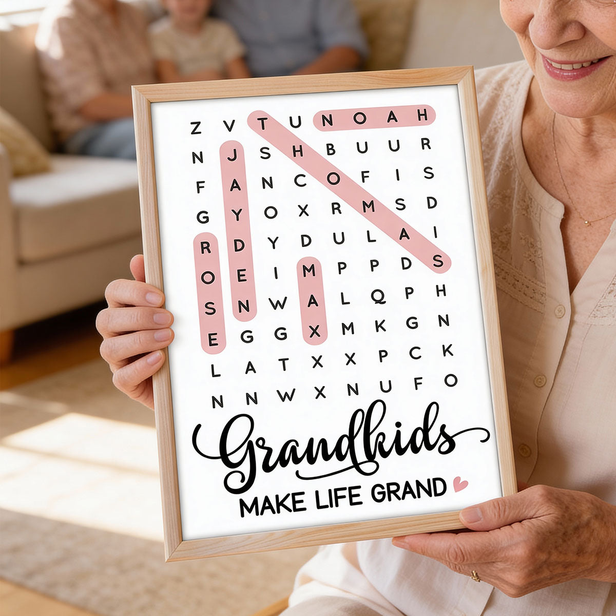 Grandkids Make Life Grand Word Search - Personalized Poster - Mother's Day Gift For Grandma