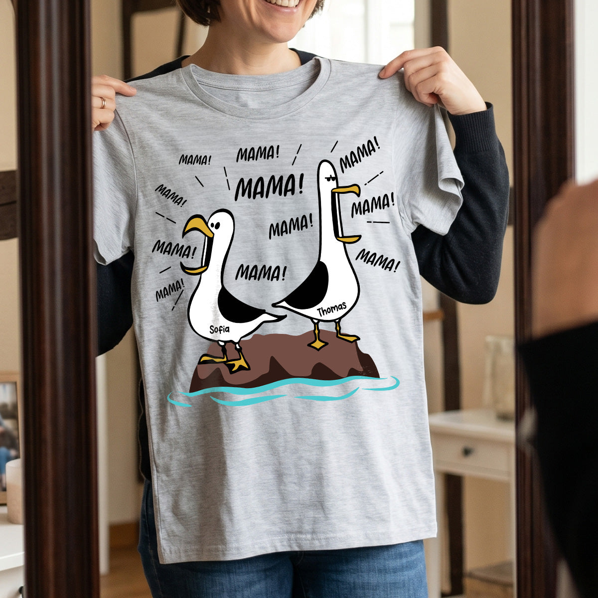 Möwen-Mama Mama! Mama! Mama! - Personalisiertes Shirt - Lustiges Muttertagsgeschenk für Mutter