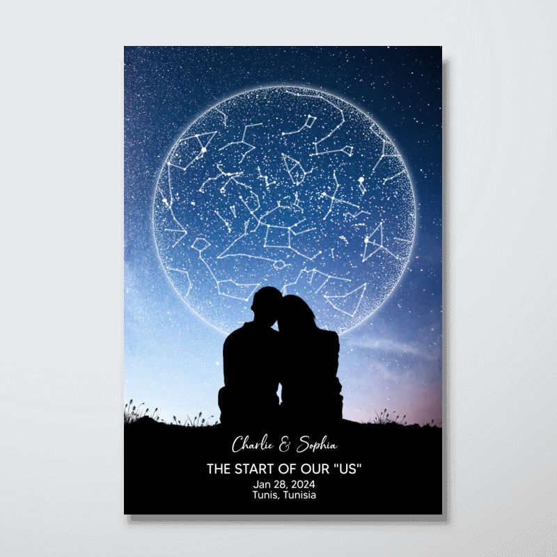 Custom Star Map Couple Under Sky Poster, Capture the Precious Moment, The Night We Met Couple Anniversary Gift, Wedding Gift, Constellation Print, Real Astronomical Data