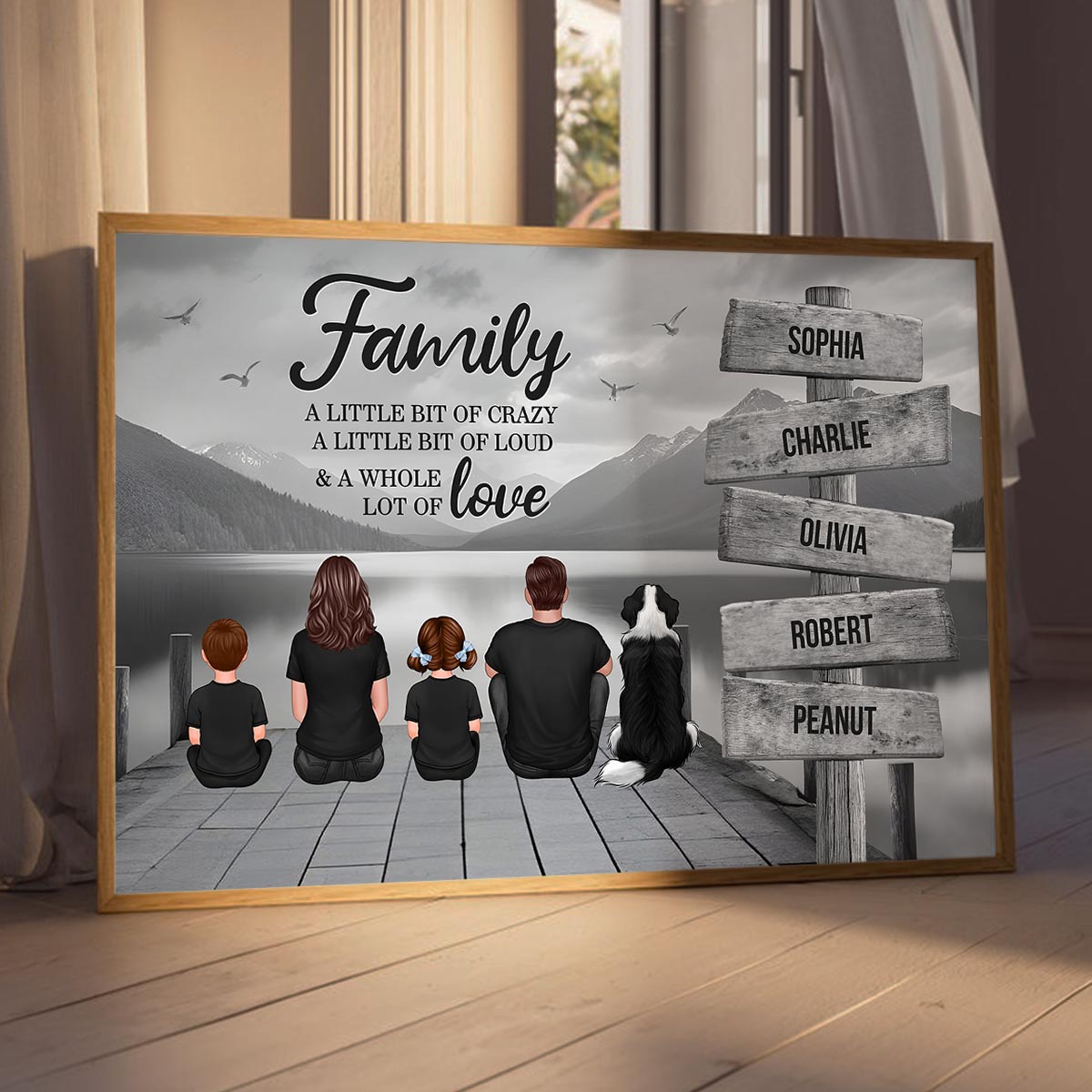 Retro Vintage Family A Little Whole Lot of Love Sign Posts - Personalized Poster - Gift For Family