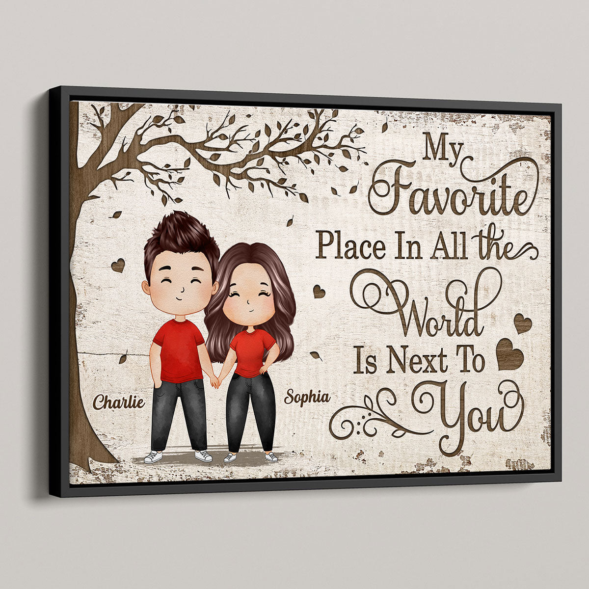 Favorite Place In All The World Watercolor Couple Personalized Poster