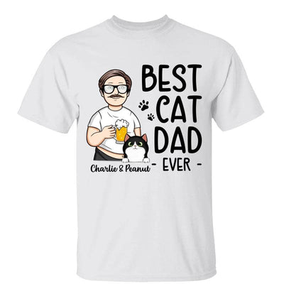 Funny Cartoon Man Best Cat Dad Ever Personalized Shirt