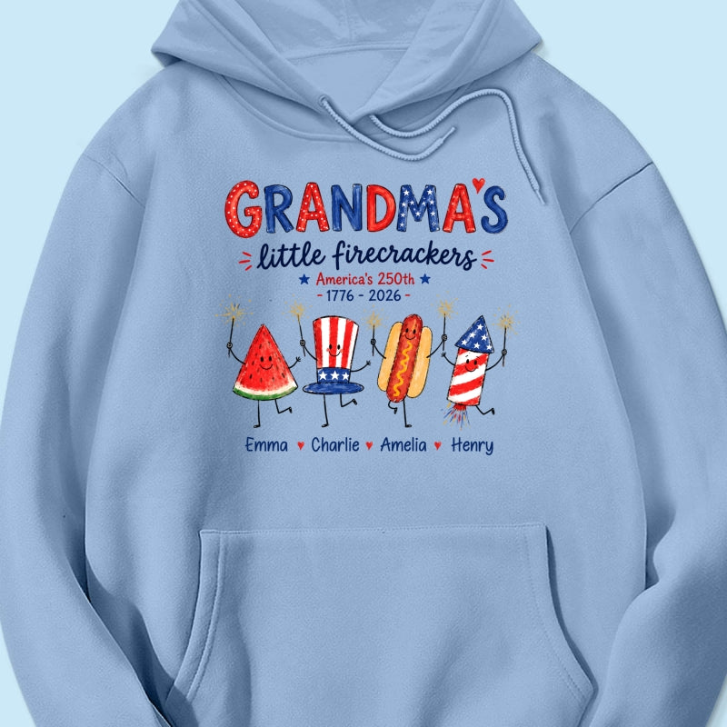 Grandma's Little Firecrackers - Personalized Shirt - 250th Anniversary Patriotic Shirt for Grandma