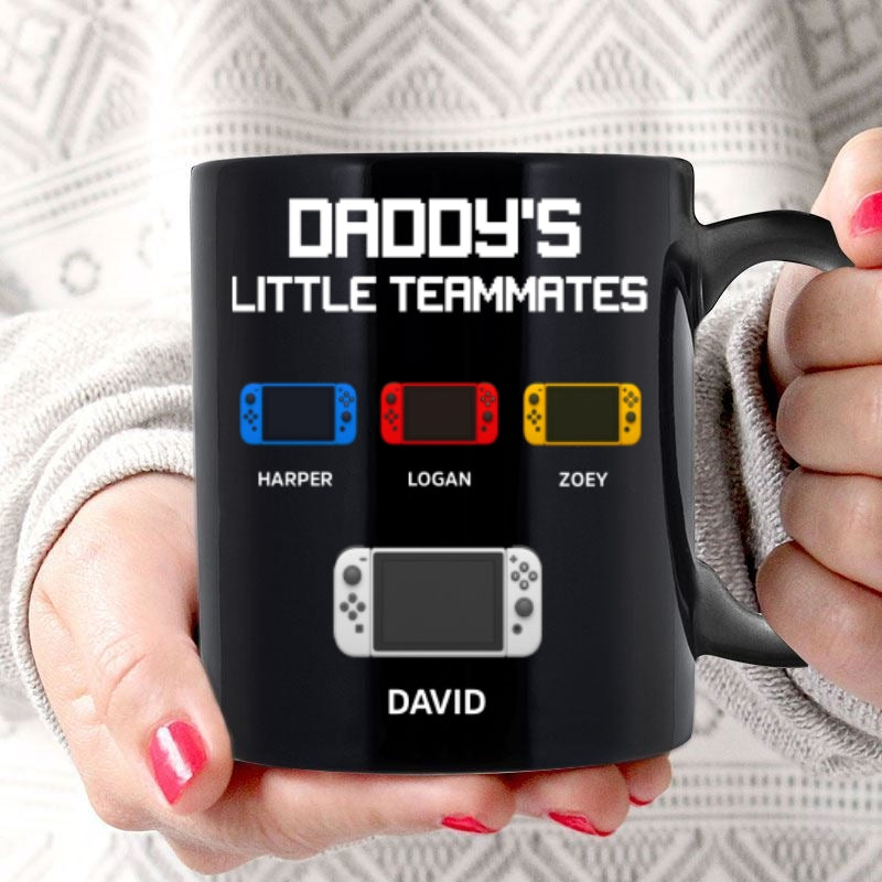 Daddy's Little Teammates Personalized Mugs, Father's Day Gift for Gamer Dads