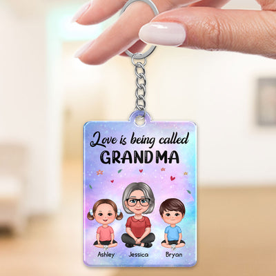 Love Being Called Grandma Pretty Grandma Grandkids Sitting Personalized Acrylic Keychain
