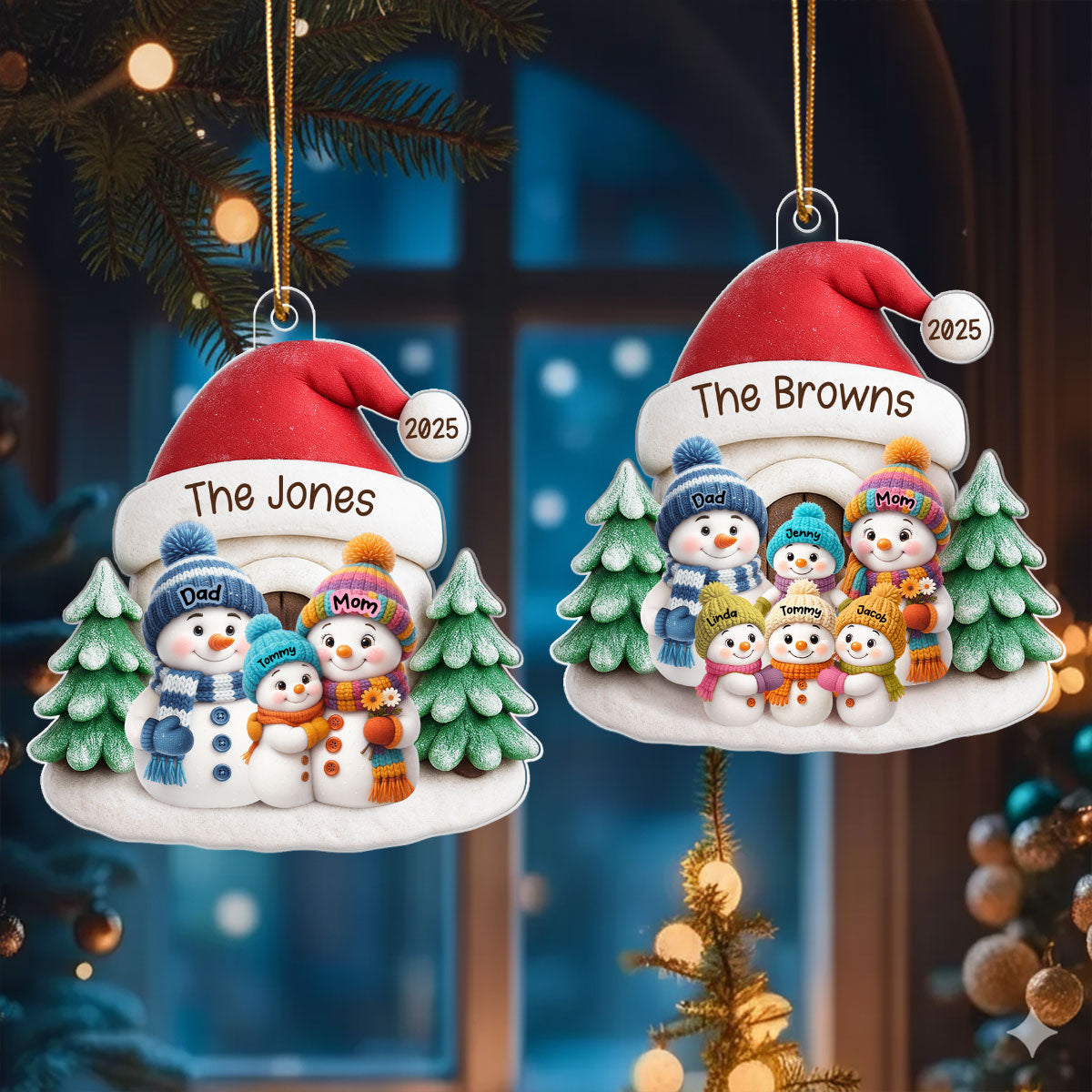 Snow House Family - Personalized Acrylic Ornament - Festive Christmas Decor, Thoughtful Gift for Loved Ones