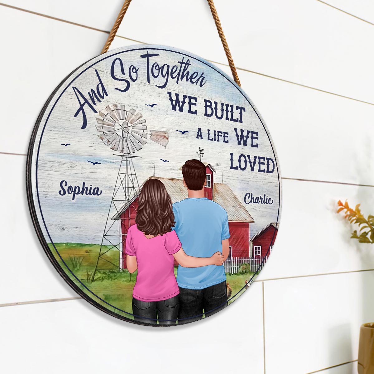 Together We Built A Life We Loved Couple Personalized Wood Sign, Farmhouse Decor