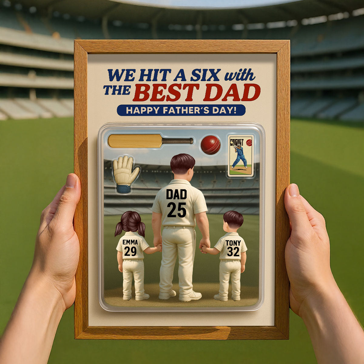 Hit A Six With The Best Dad Cricket Dad Personalized Poster, Father's Day Gift For Husband, Dad