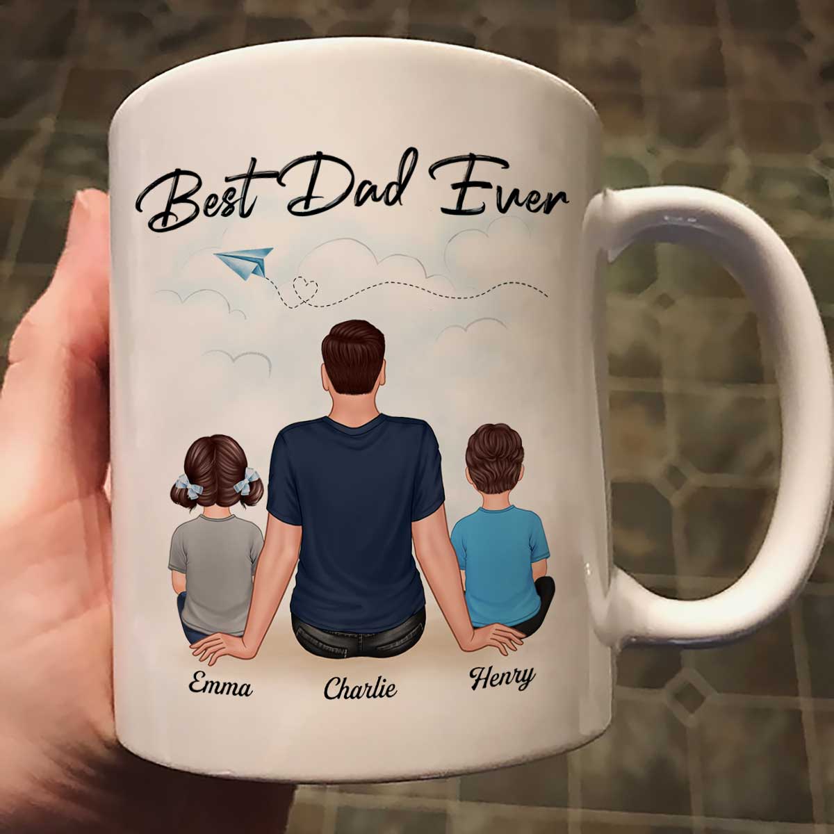 Best Dad Grandpa Sitting Back View Personalized Mug