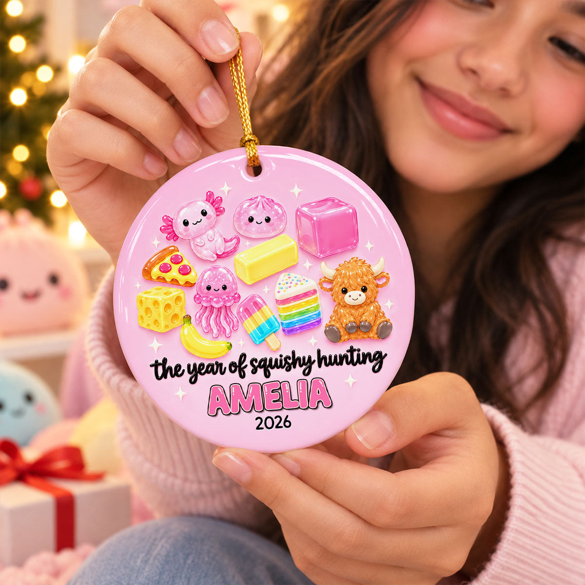 The Year of Squishy Dumpling Cute Characters- Personalized Ceramic Ornament - Christmas Gift for Daughters, Sons, Grandkids