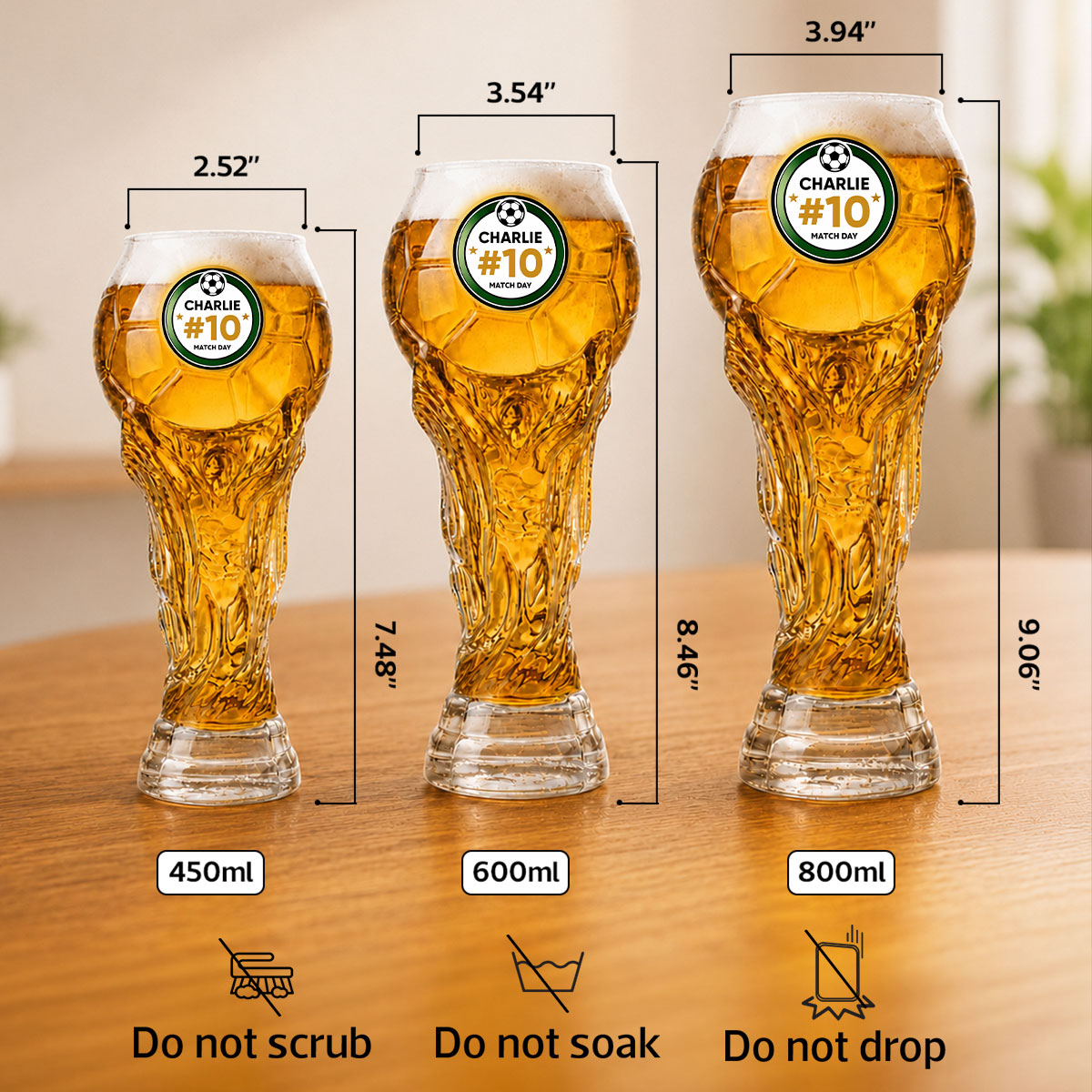 World Cup 2026 Match Day Football Soccer Game - Personalized Trophy Beer Glass - Birthday Gift for Him, Gift for Dad