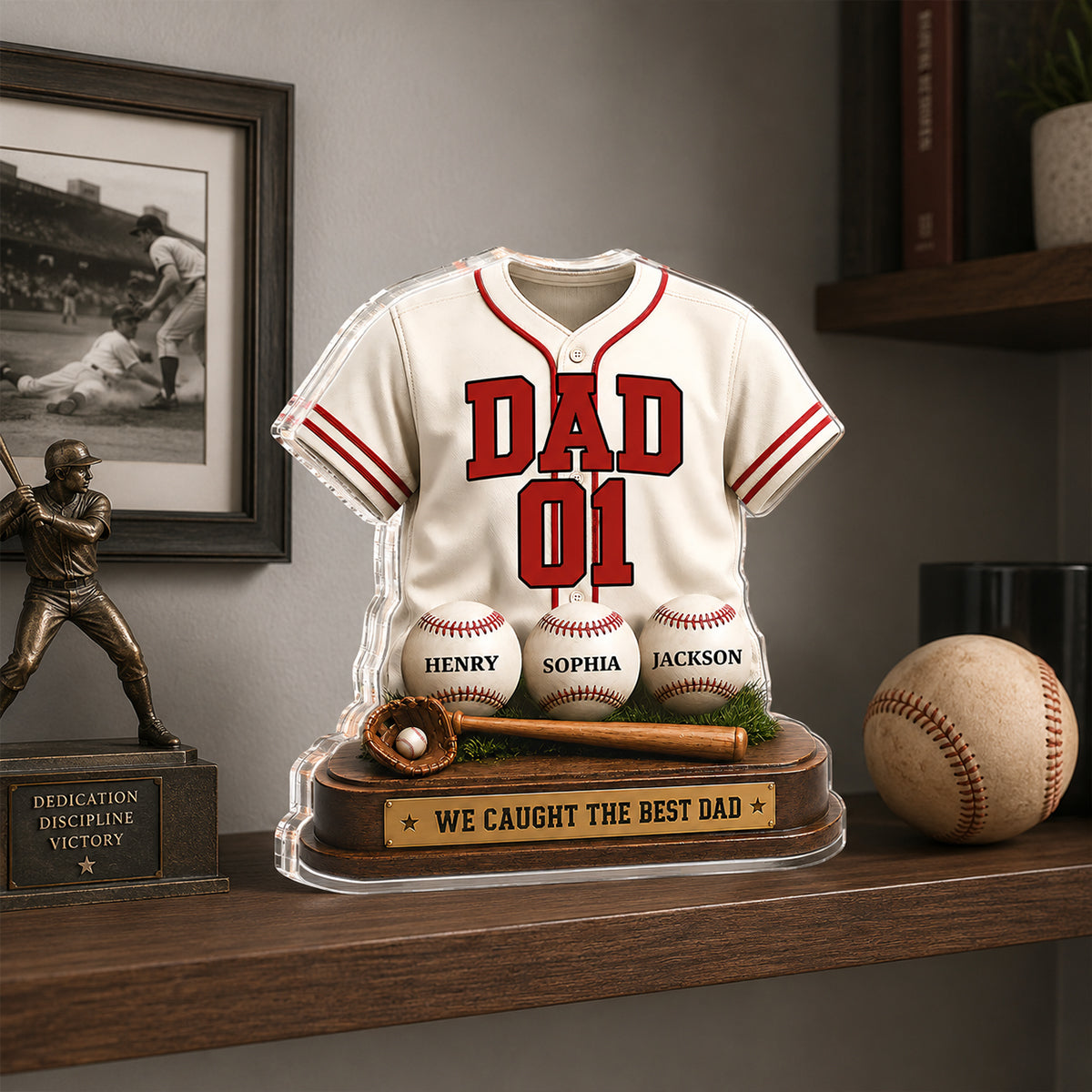 Baseball Dad Legend We Caught The Best Dad - Personalized Acrylic Block Plaque - Father's Day Gift For Dad, Husband