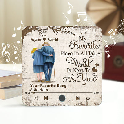 Favorite Place In The World Old Couple Walking Back View Personalized Music Fridge Magnet,  Gift For Him, For Her