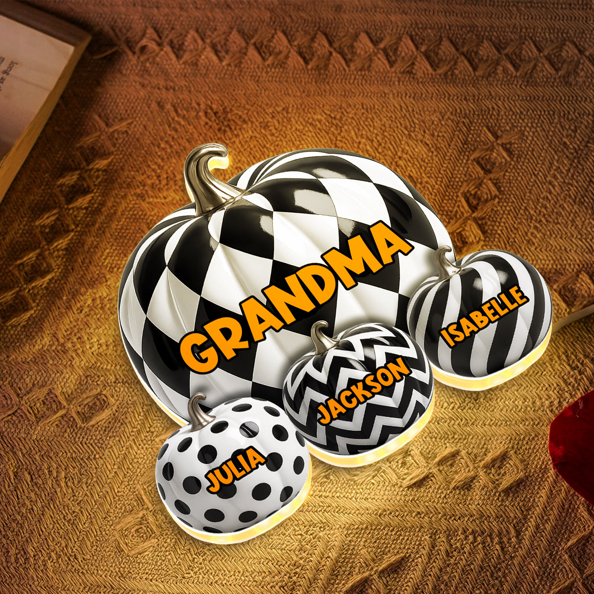 3D Effect Grandma Halloween Patterned Pumpkins Personalized LED Light Box