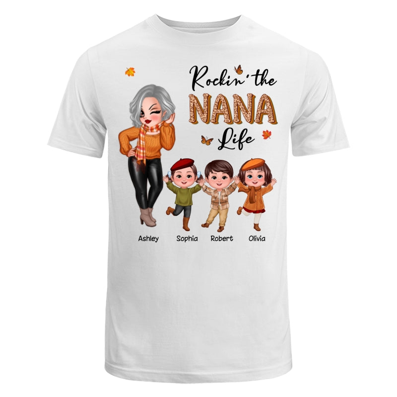 Rockin‘ Nana Life Fall Season Happy Doll Kids Personalized Shirt