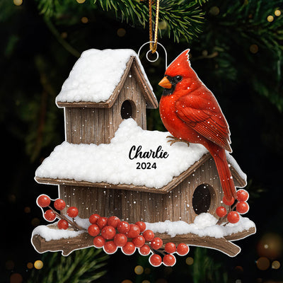 3D Effect Cardinals Bird House Personalized Acrylic Ornament, Heartwarming Memorial Sympathy Gift