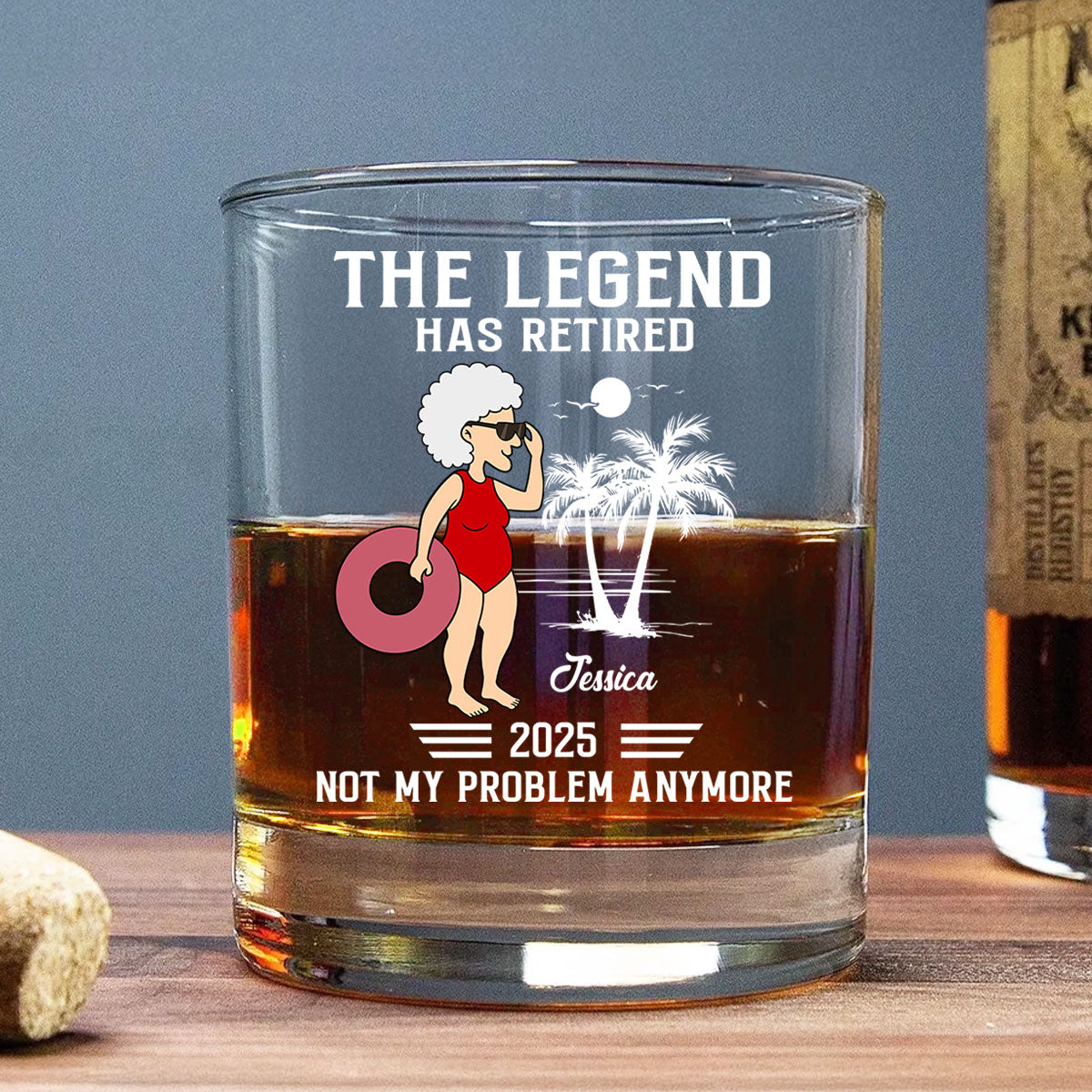 Every Sip Tastes Not My Problem Personalized Wine Glass, Funny Retirement Gift