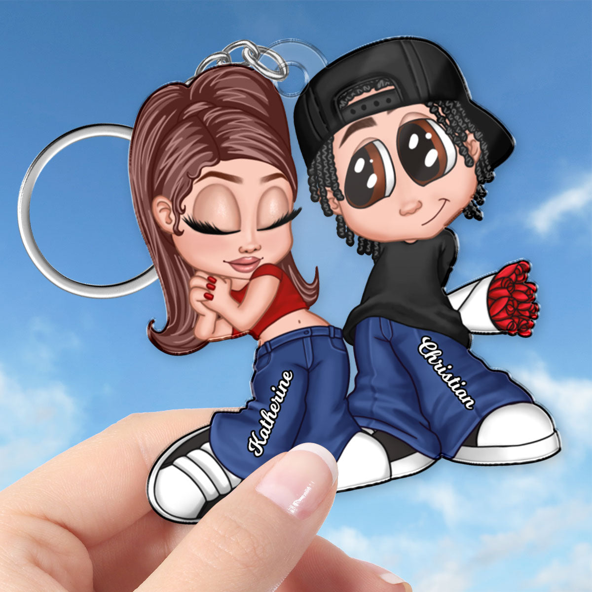 Y2K Couple - Personalized Acrylic Keychain - Unique Valentine's Day Gift For Him, Gift For Her