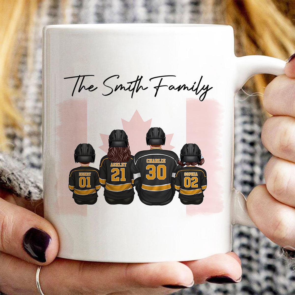 Family Team Sitting Hockey Personalized Mug, Canada Day Gift For Him, Gift For Husband, Gift For Family