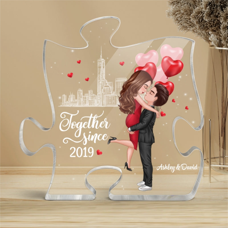 The Missing Piece To My Heart Couple Personalized Acrylic Puzzle Plaque