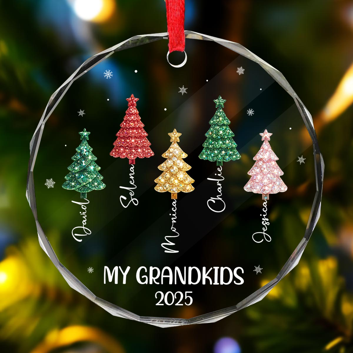 My Grandkids 3D Crystal Effect Christmas Tree - Personalized Glass Ornament - Christmas Gift for Grandma