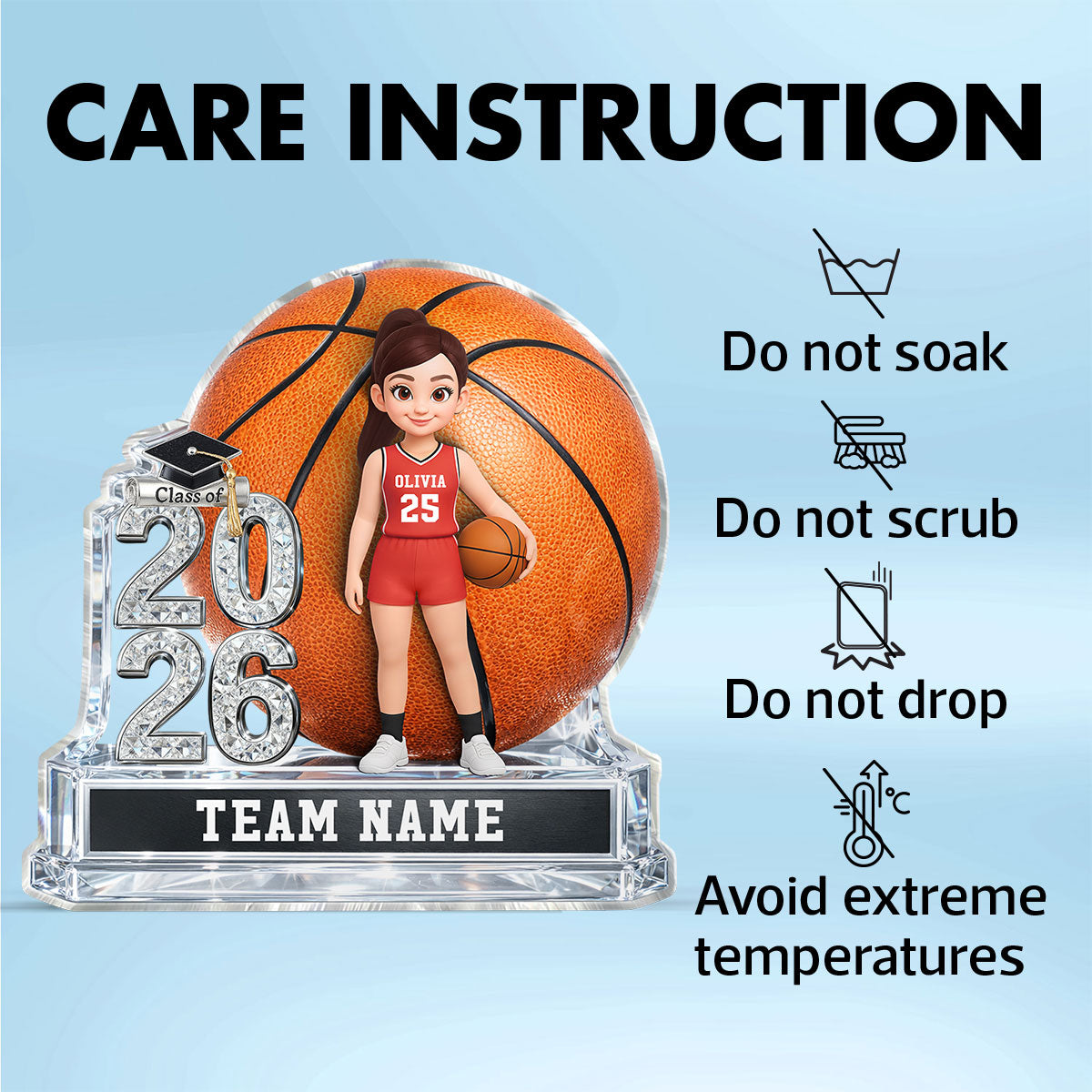 Basketball Senior Keepsake 2D Flat - Personalized Acrylic Block Plaque - Graduation Gift For Son, Daughter, Graduates Class of 2026