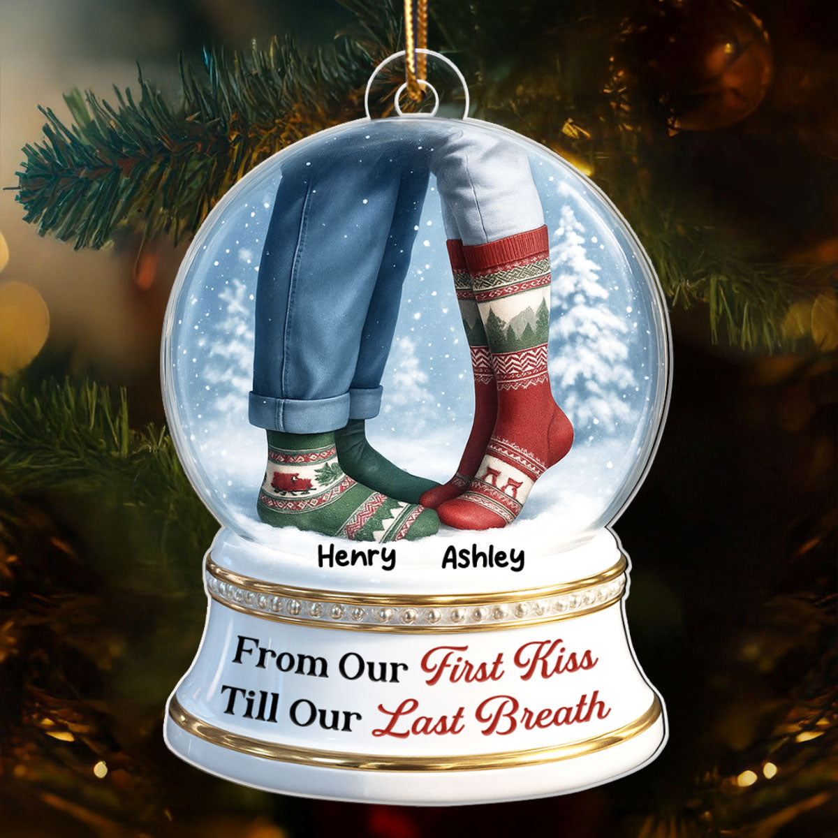 From Our 1st Kiss till Our Last Breath 3D Effect Snow Globe - Personalized Acrylic Ornament - Christmas Gift for him, Gift for her
