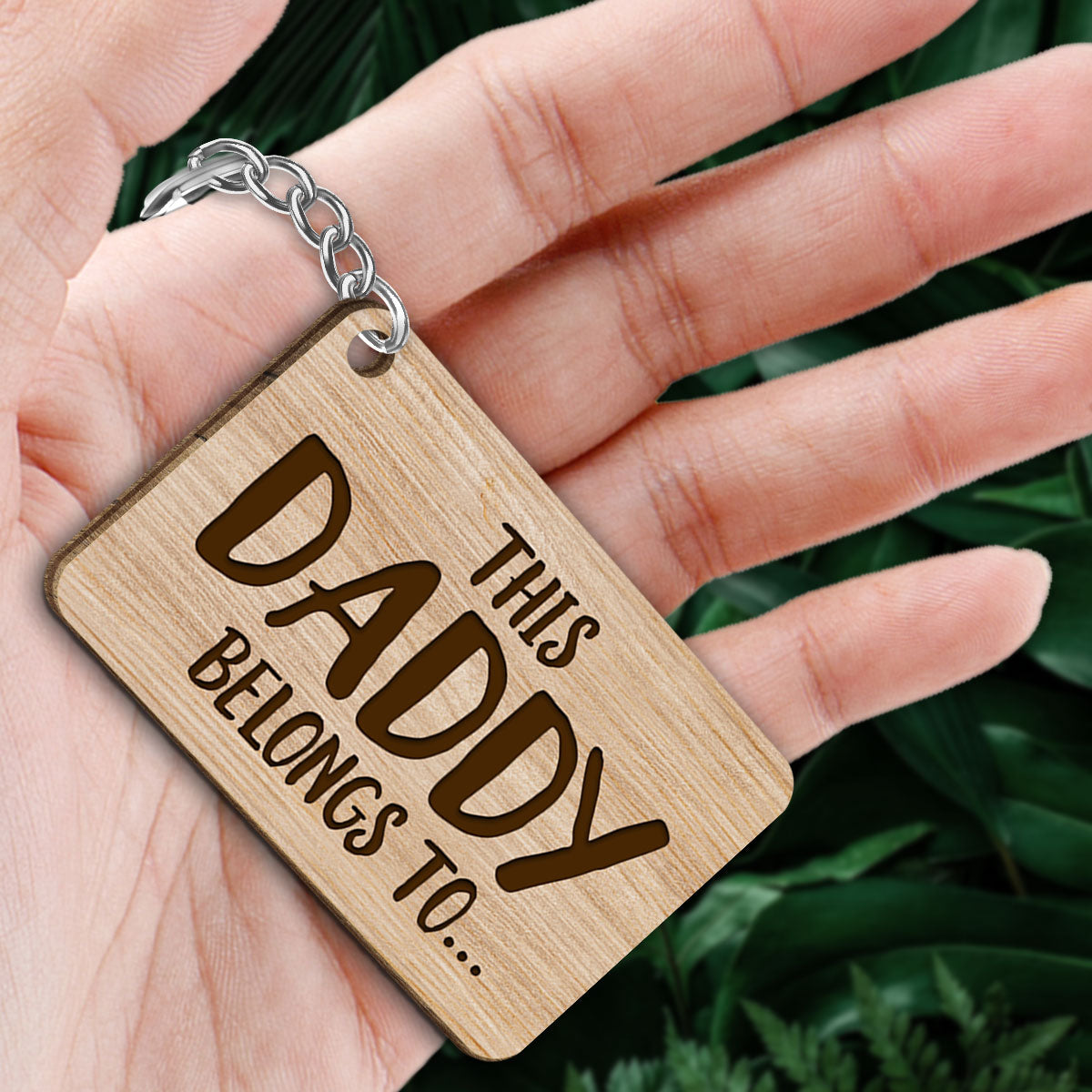 This Daddy Belongs To Cute Sitting Doll Kids Personalized Wooden Keychain