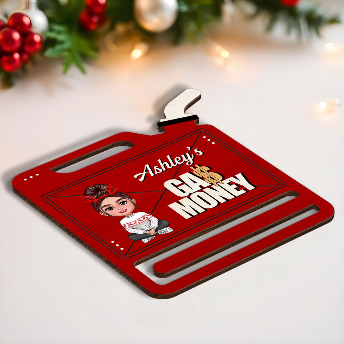 Gas Can Shaped Personalized Gas Money Wooden Holder Ornament, Unique Christmas Gift For Teenage Driver, Funny 16 Birthday Gift