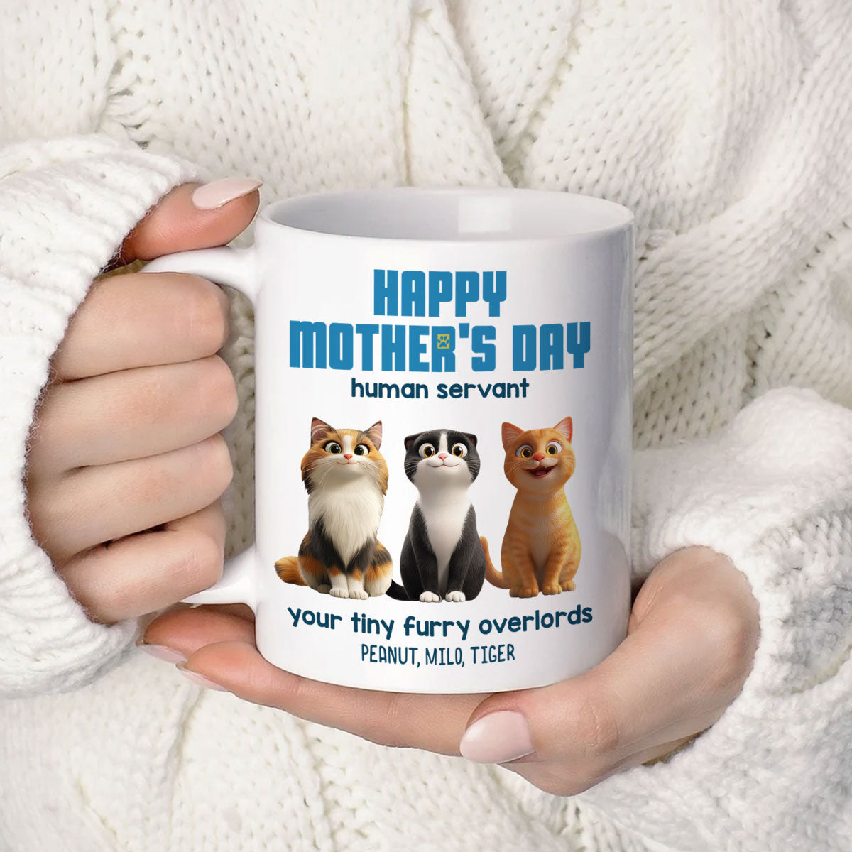 Happy Mother's Day Human Servant - Personalized Mug - Unique Gift for Cat Moms