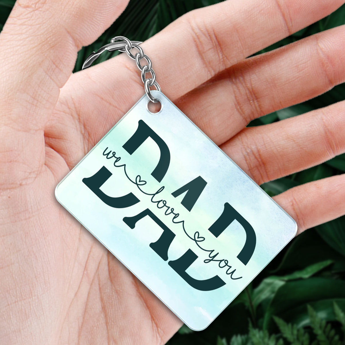 Dad And Kids Walking Back View Forest Personalized Acrylic Keychain