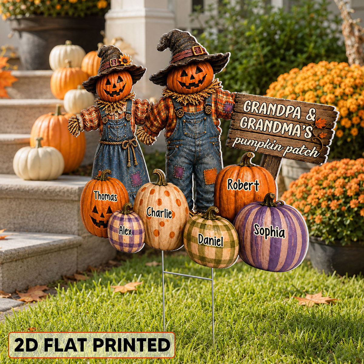 Halloween Fall Scarecrow Grandpa Grandma's Pumpkin Patch - Personalized Yard Sign - Fall Decor For Grandparents