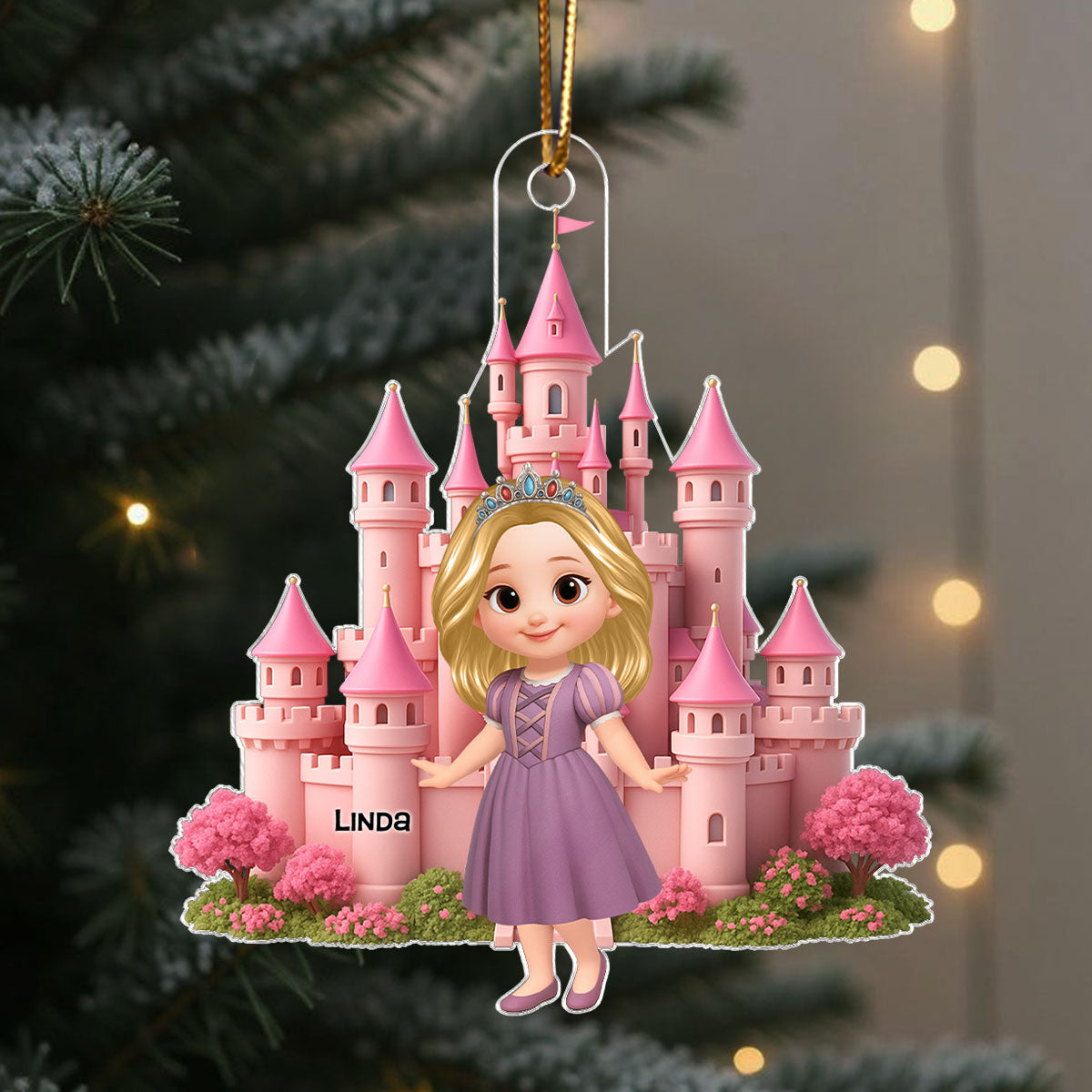 3D Effect Little Princess Castle Personalized Acrylic Ornament