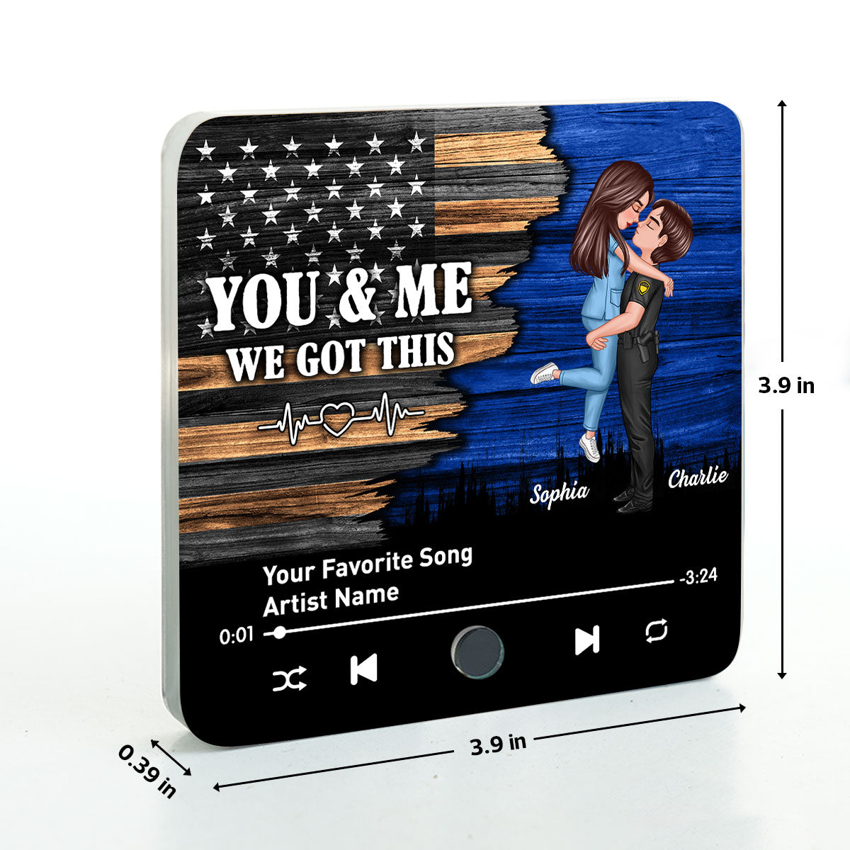Hero Couple Hugging Kissing Favorite Song Personalized Music Fridge Magnet,  Gift Gift For Her Gift For Him