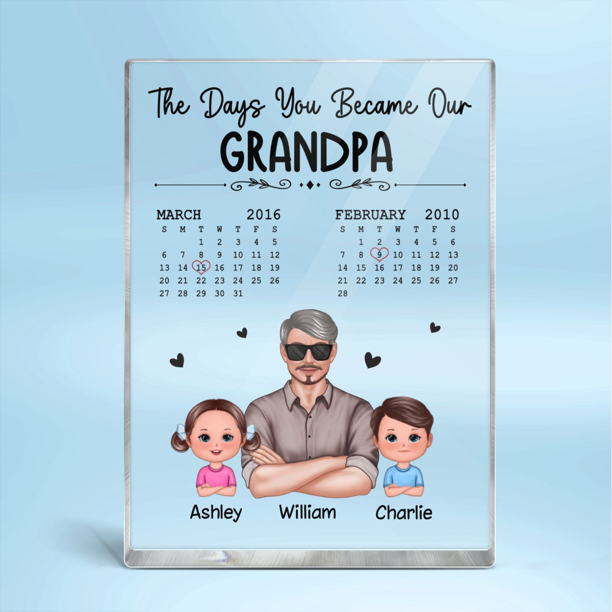The Days You Became Our Grandpa Papa Man & Doll Kids Personalized Vertical Rectangle Acrylic Block Plaque