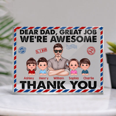 Dear Dad Real Man And Kids Envelope Personalized Horizontal Rectangle Acrylic Block Plaque
