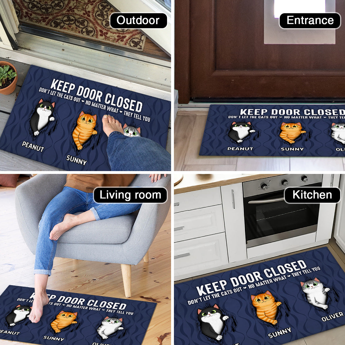 Keep Door Closed Fluffy Cat Tearing Purrfect Home Decor Gift For Cat Lovers Personalized Doormat