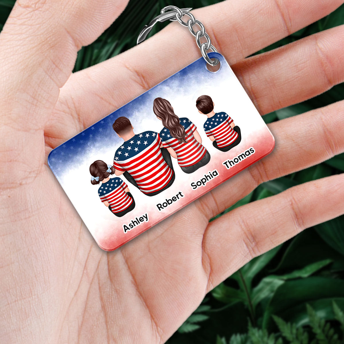 Best Dad Ever Nation Flag Back View Man & Kids Personalized Acrylic Keychain