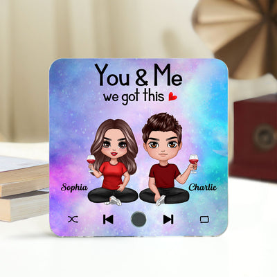 Doll Couple Sitting Together Since Favorite Song Personalized Music Fridge Magnet,  Gift For Couple