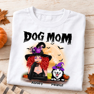 Dog Mom In Halloween Witch Costume Personalized Shirt