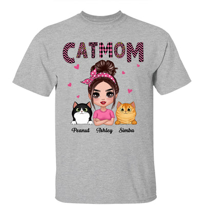 Doll Cat Mom Pink Pattern Gift For Cat Lovers Personalized Shirt