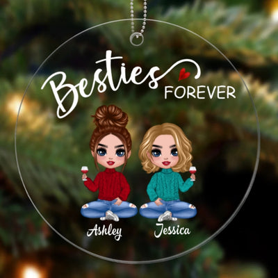 Doll Besties Sitting Circle Shape Personalized Acrylic Ornament