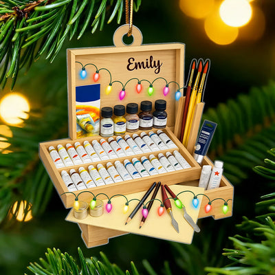 Creativity Flows Here – Personalized Acrylic Ornament – Perfect Christmas Gift for Art Students & Creatives