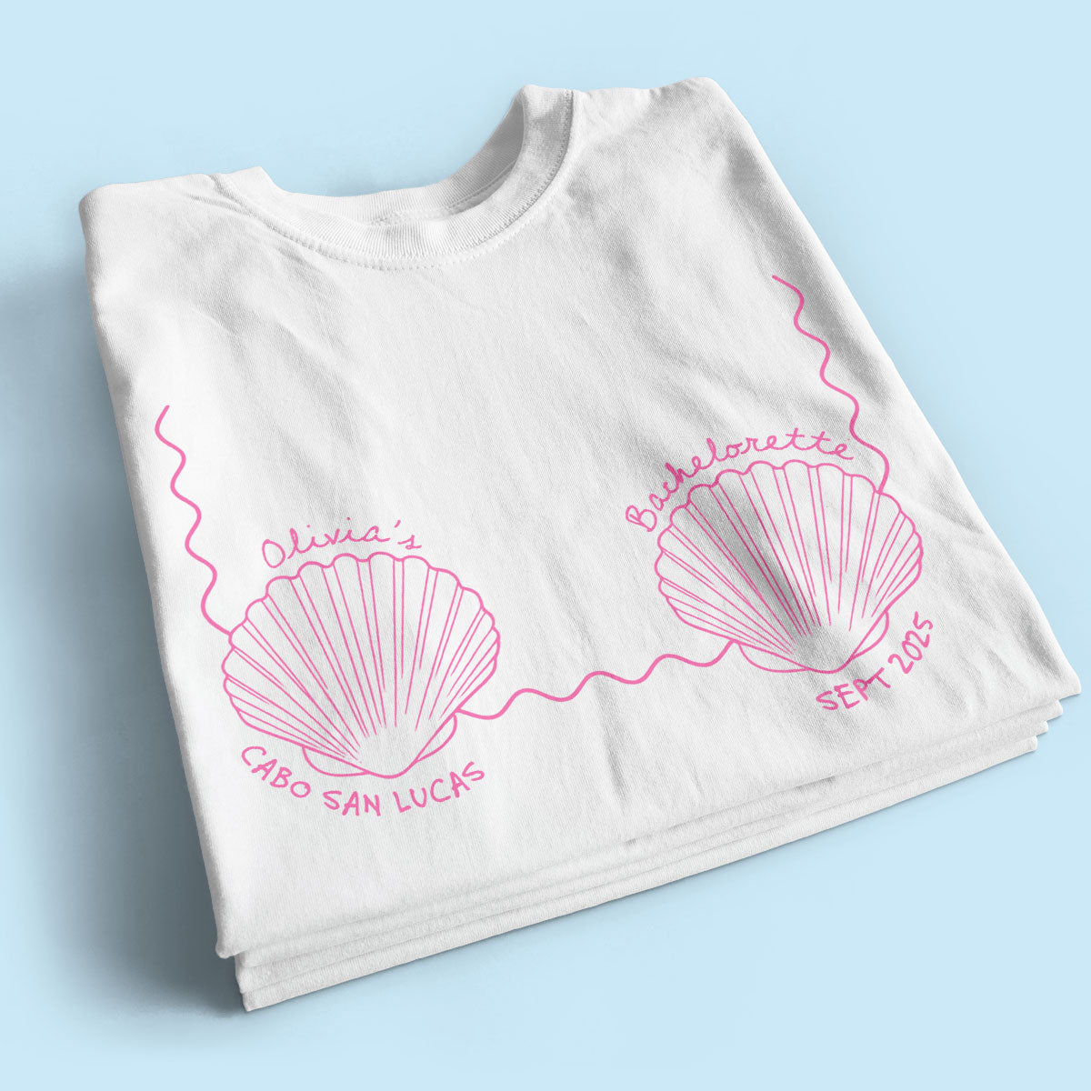 Seashells & Wedding Bells Beach Coastal Bachelorette Party Favors Personalized Matching Shirt