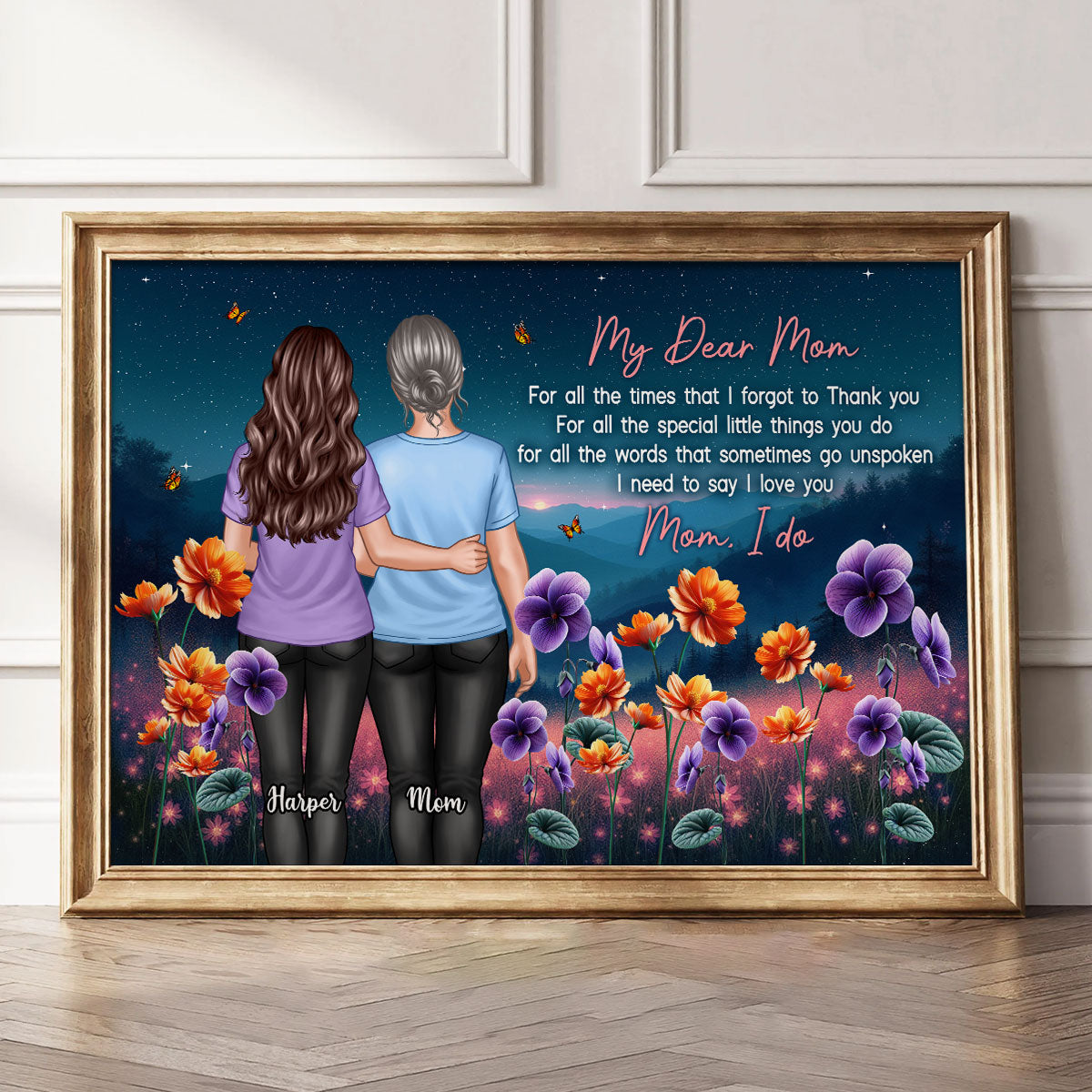 Mom Thank You Gift, Gift From Daughter Birth Flower Personalized Poster