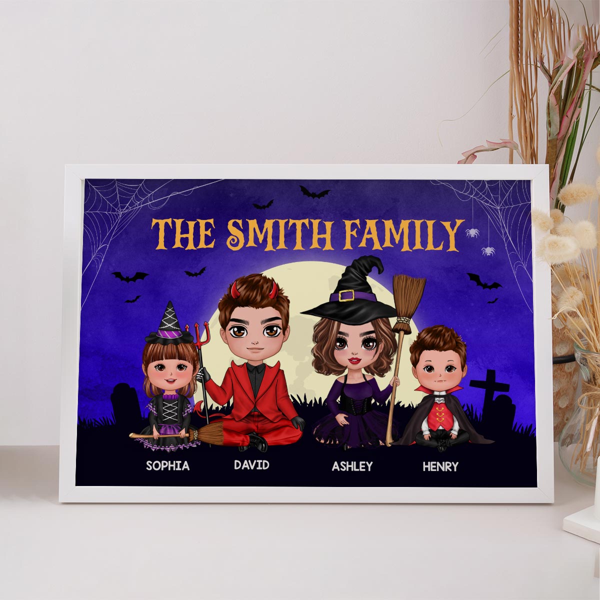 Halloween Family Sitting Personalized Poster, Halloween Decoration
