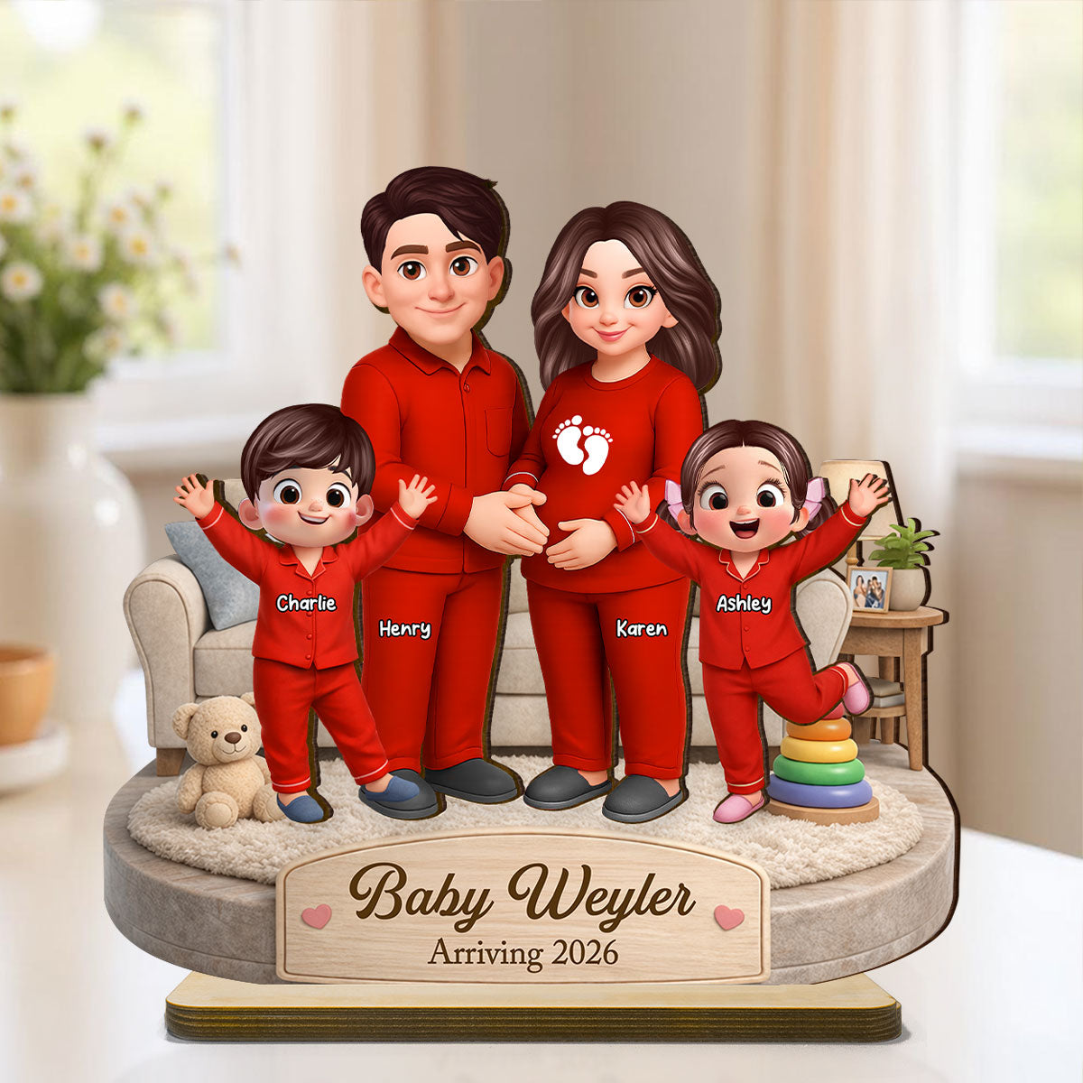 Baby Arriving 2026 - Personalized 2-Layered Wooden Plaque - Mother's Day Gift for Pregnant Wife