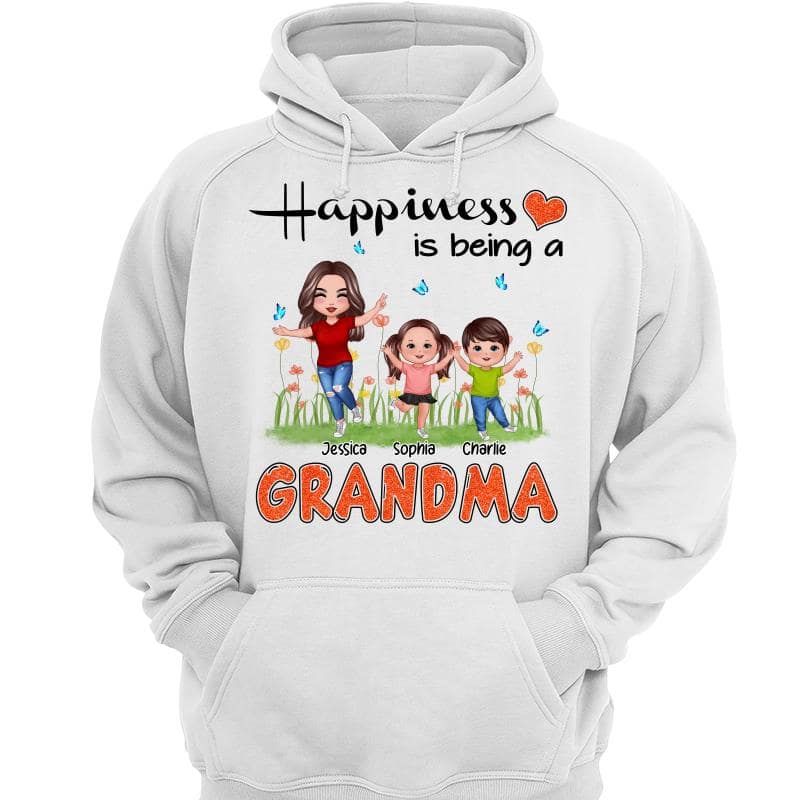 Happiness Is Being A Grandma Happy Grandma & Grandkids Personalized Shirt